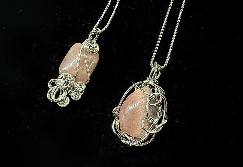 纍花絲瑬金系列-天然石簡約墬飾(003)